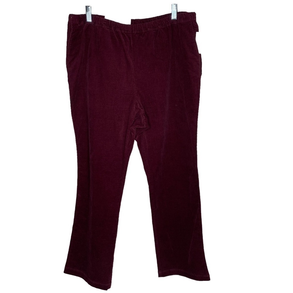New Croft & Barrow Womens Stretch Corduroy Pants size XLP maroon Pull on BNWT